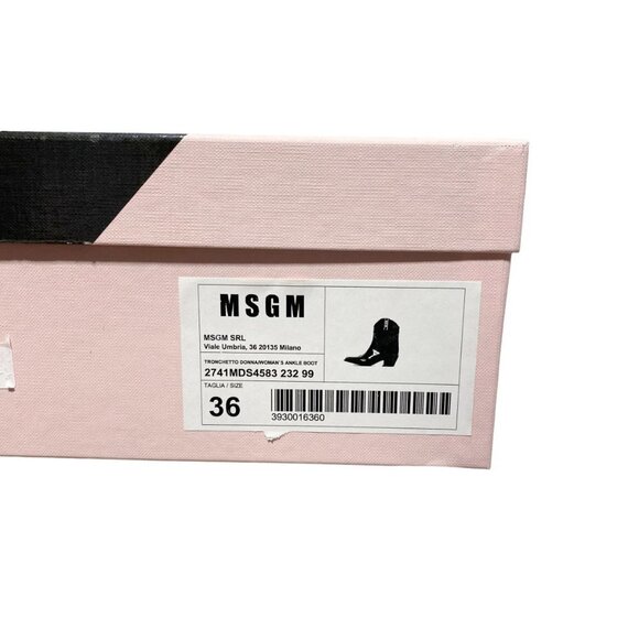 NEW Msgm Tonchetto Women's Glossy Ankle Cowboy Boots Black - Picture 11 of 14